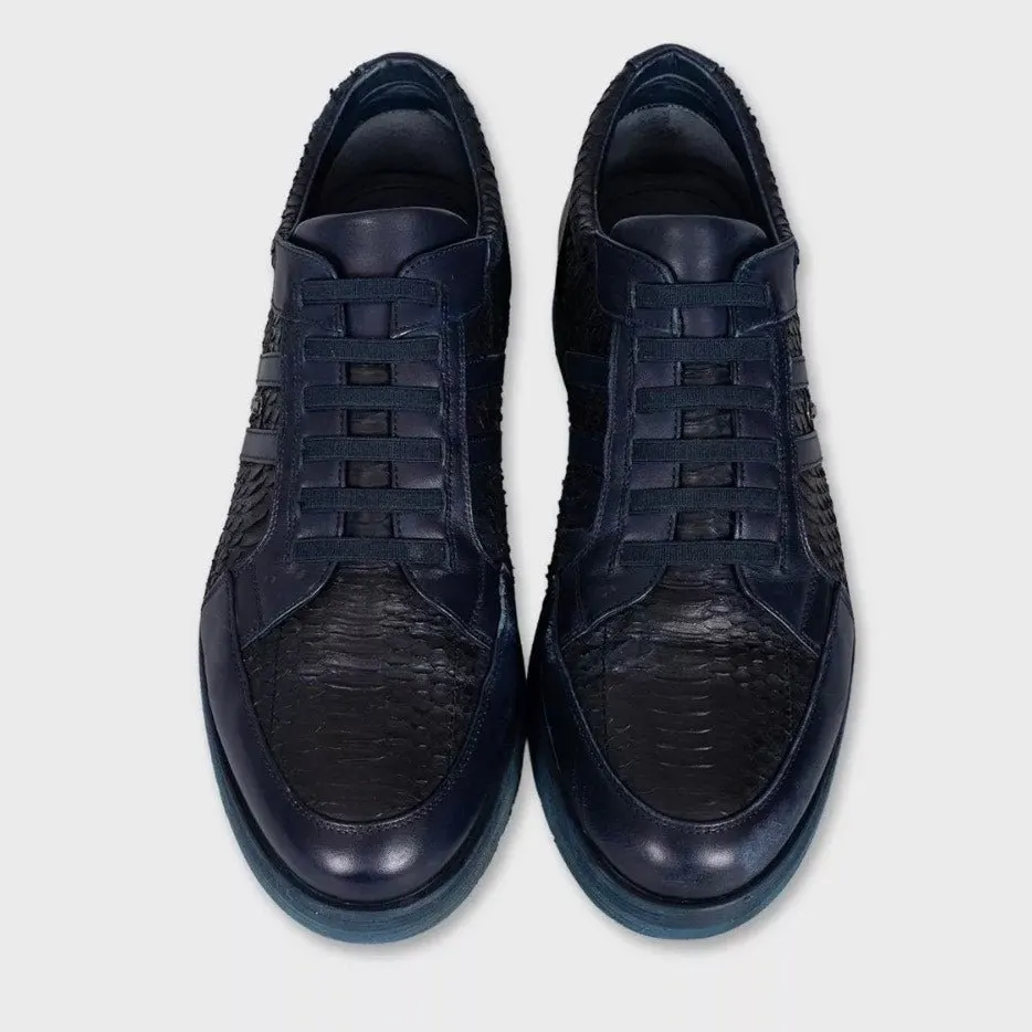 Zilli Blue Lambskin Leather Sneakers EU43.5 Pre-owned Blue Leather Good - Back View
