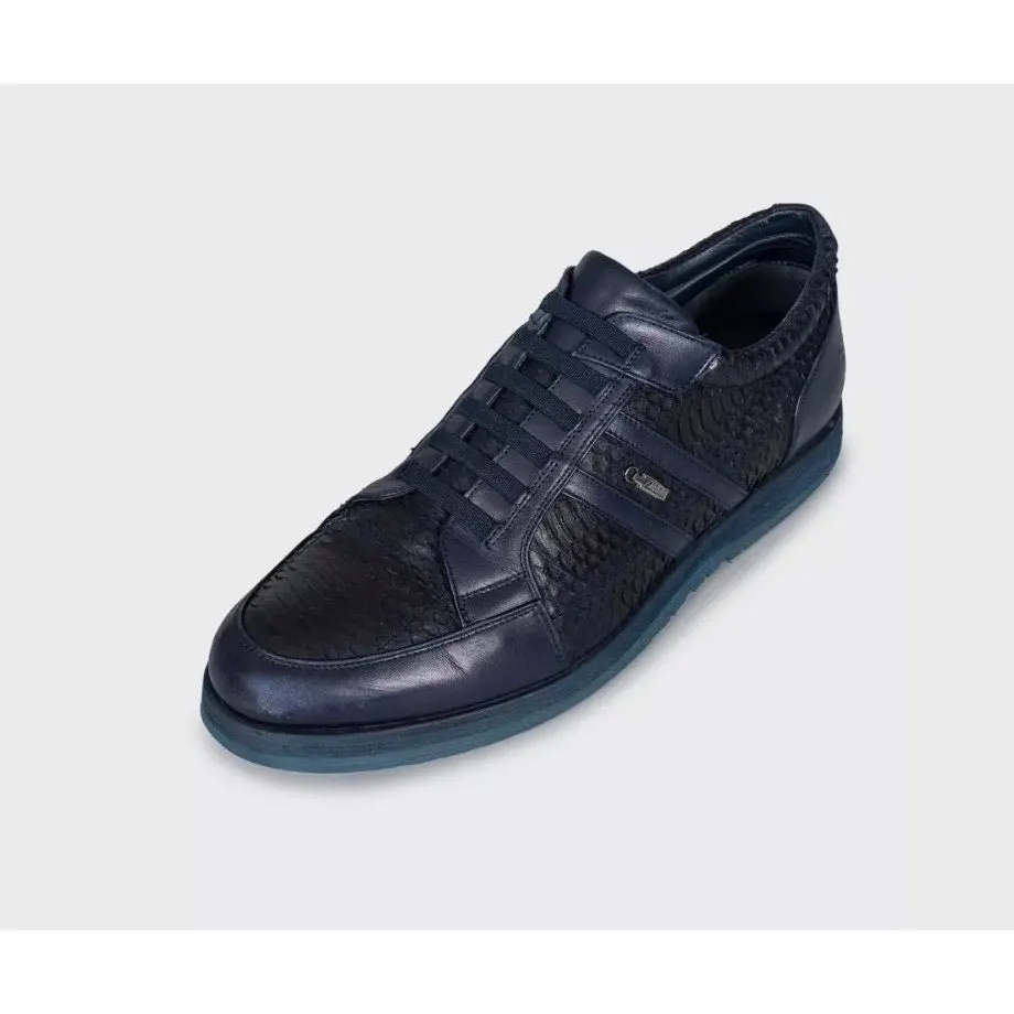 Zilli Blue Lambskin Leather Sneakers EU43.5 Pre-owned Blue Leather Good - Inside View