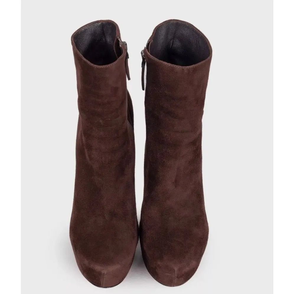 Alaïa Dark Brown Suede Ankle Boots - Size 39 Pre-owned Brown Suede Good - Back View