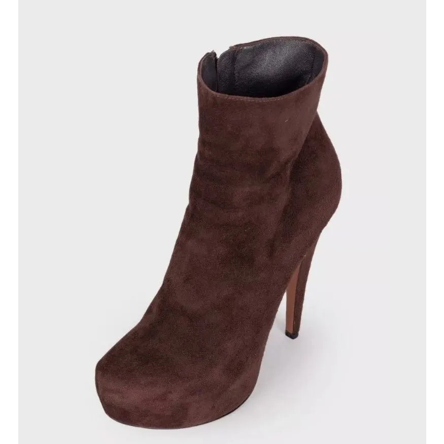 Alaïa Dark Brown Suede Ankle Boots - Size 39 Pre-owned Brown Suede Good - Inside View
