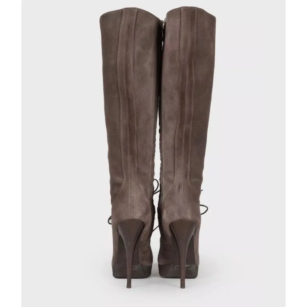 Saint Laurent Graphite Suede Boots - Size 37.5 Pre-owned Grey Suede Good - Model View