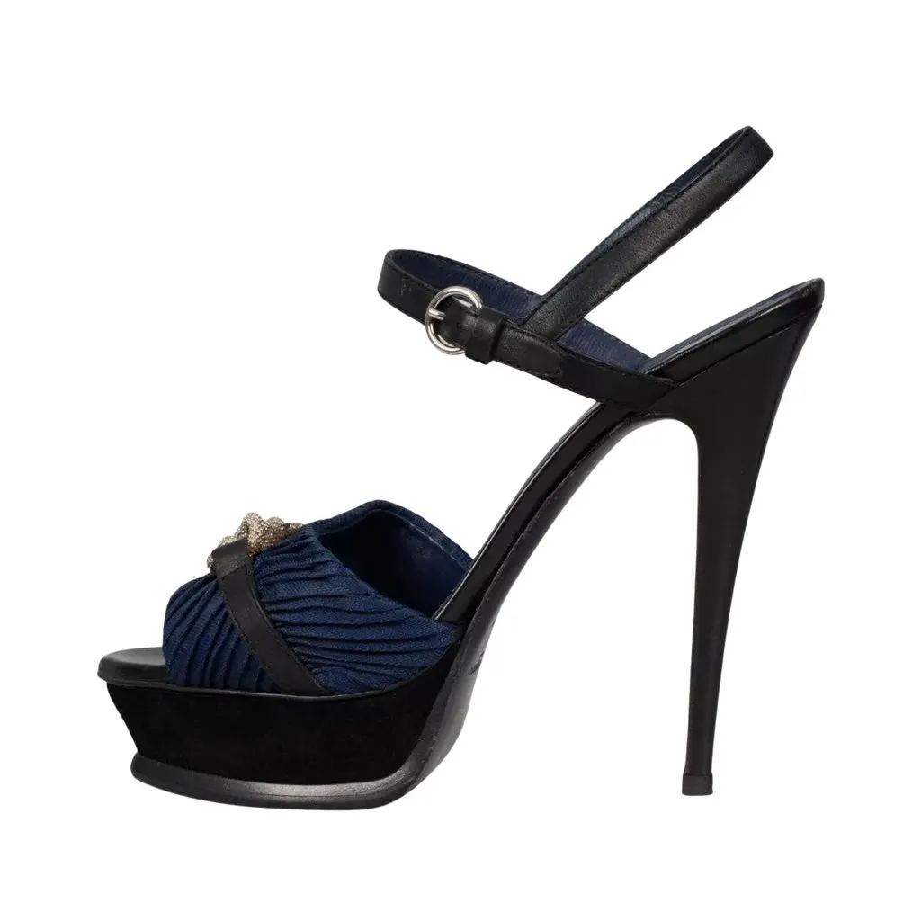 Saint Laurent Tribute Multicolor High Heel Sandals - Size 40 pre-owned Silver Leather Good - Front View