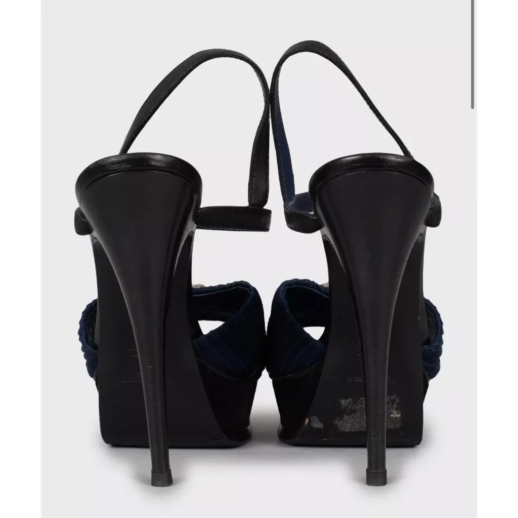 Saint Laurent Tribute Multicolor High Heel Sandals - Size 40 pre-owned Silver Leather Good - Model View
