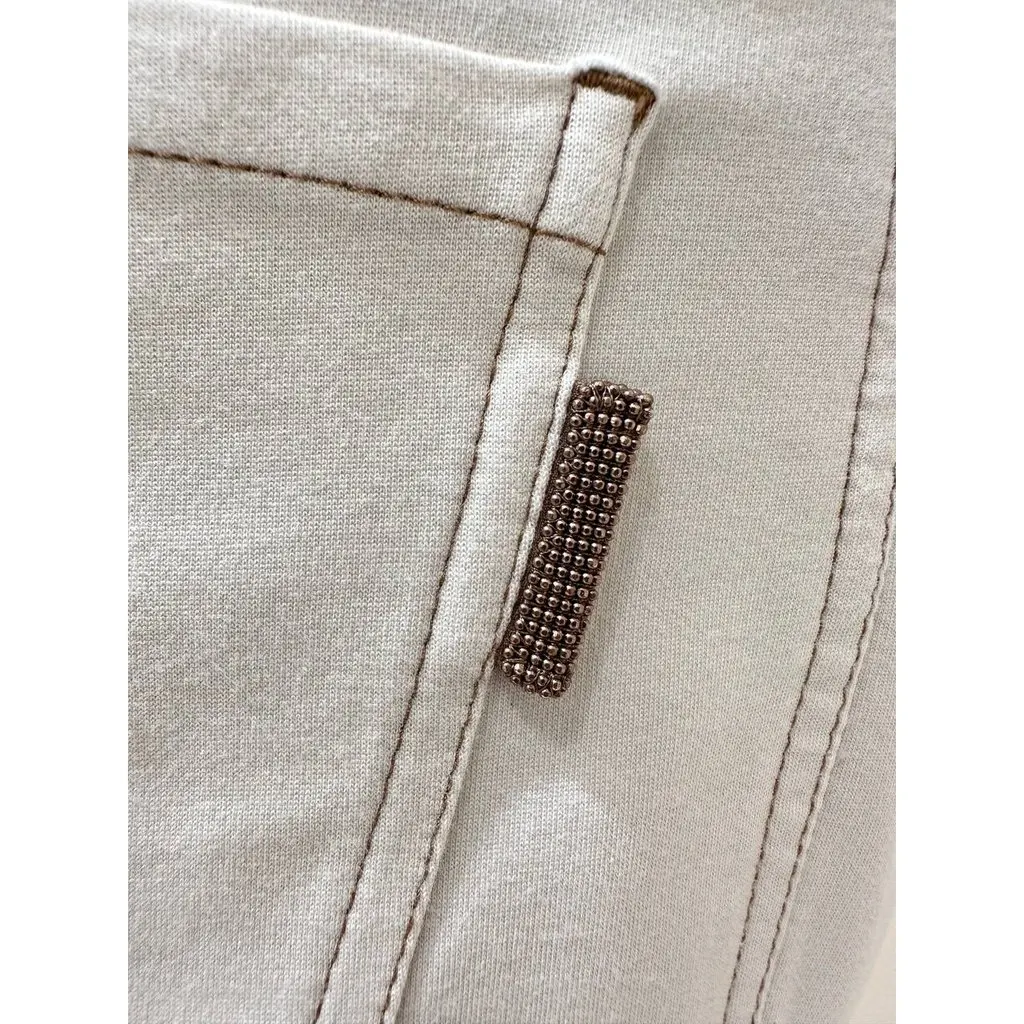 Brunello Cucinelli Ecru Cotton Pants Size 38 Beige Cotton Good - Inside View