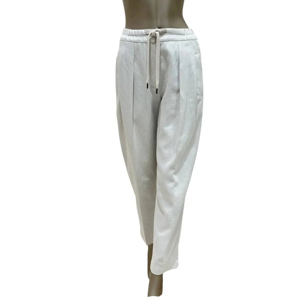 Brunello Cucinelli White Cotton Pants - Size 40 Pre-owned White Cotton Good - Front View