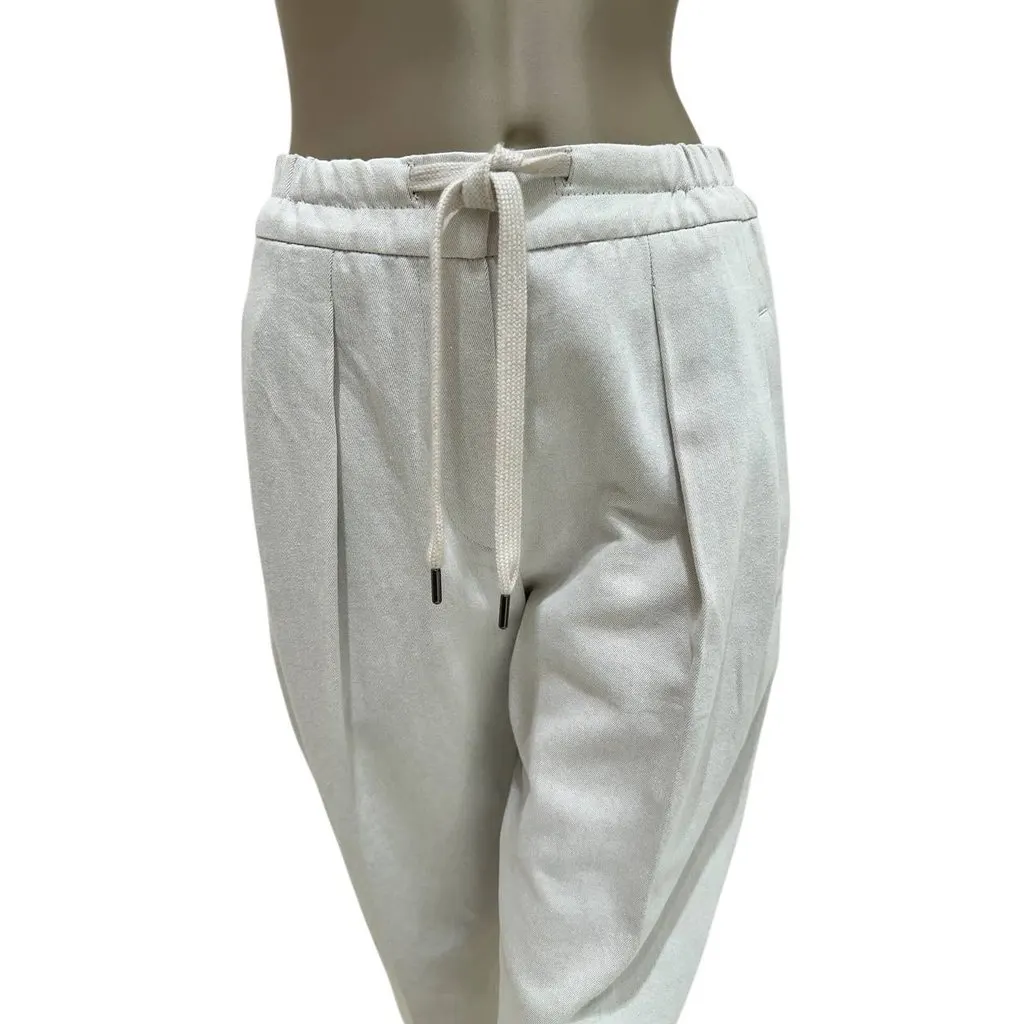 Brunello Cucinelli White Cotton Pants - Size 40 Pre-owned White Cotton Good - Back View