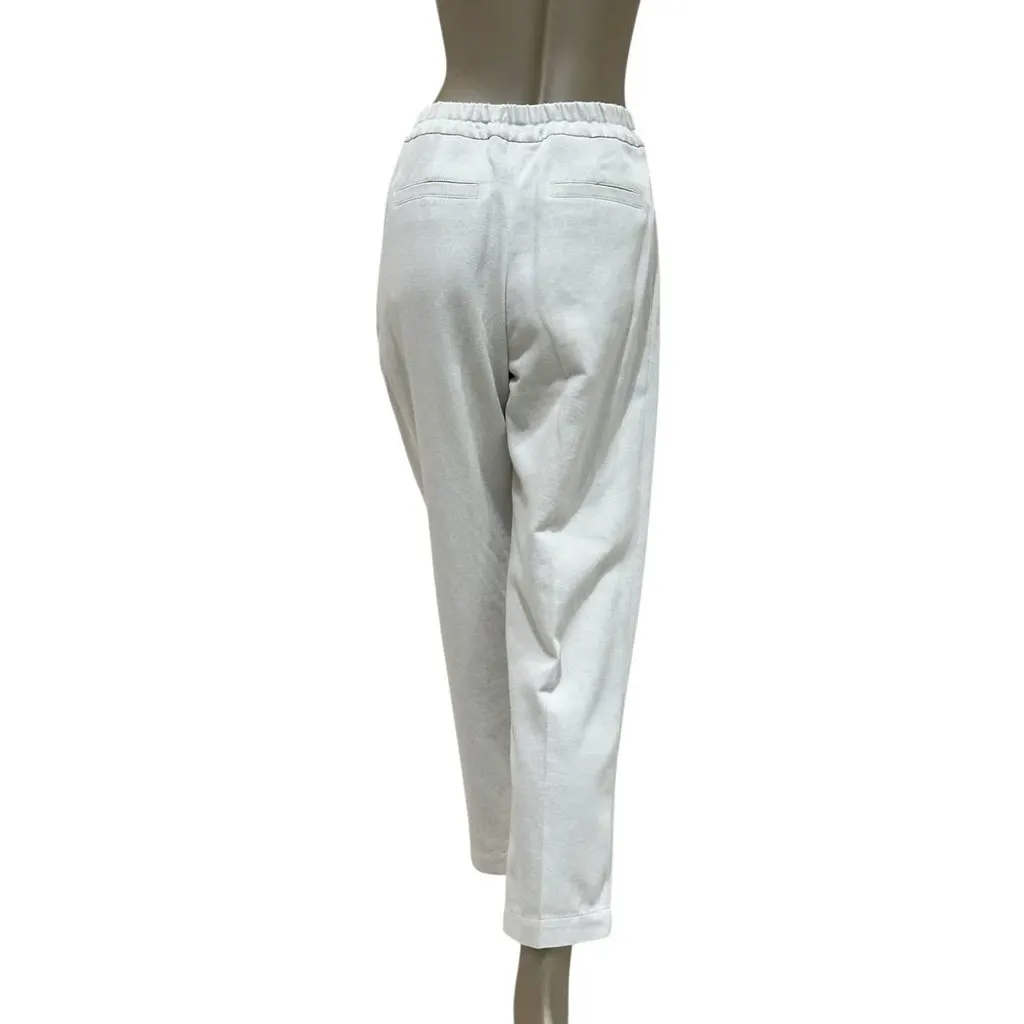 Brunello Cucinelli White Cotton Pants - Size 40 Pre-owned White Cotton Good - Inside View
