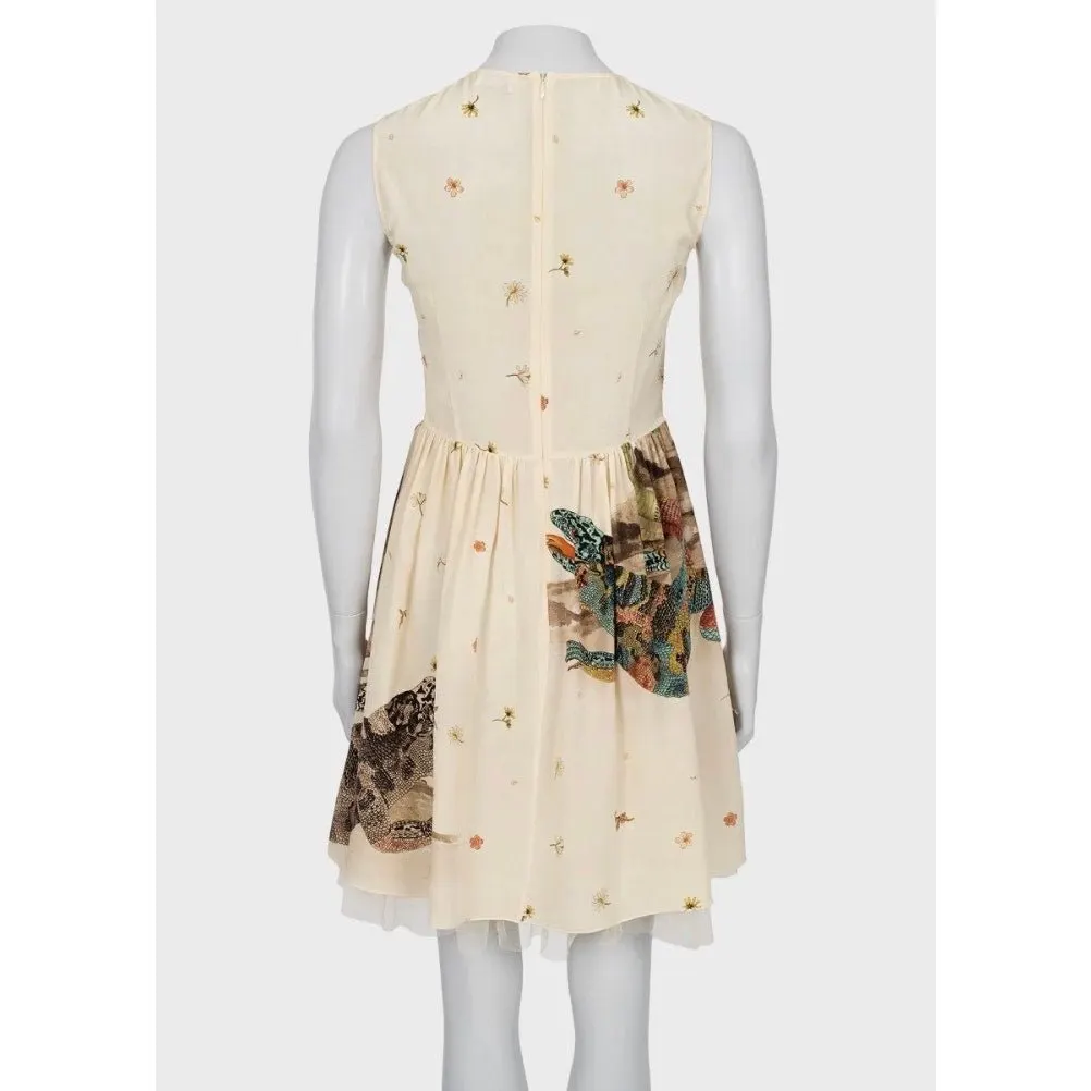 Valentino Red Valentino Beige Silk Dress with Tulle - Size L (IT44) Pre-owned Beige Silk Good - Inside View