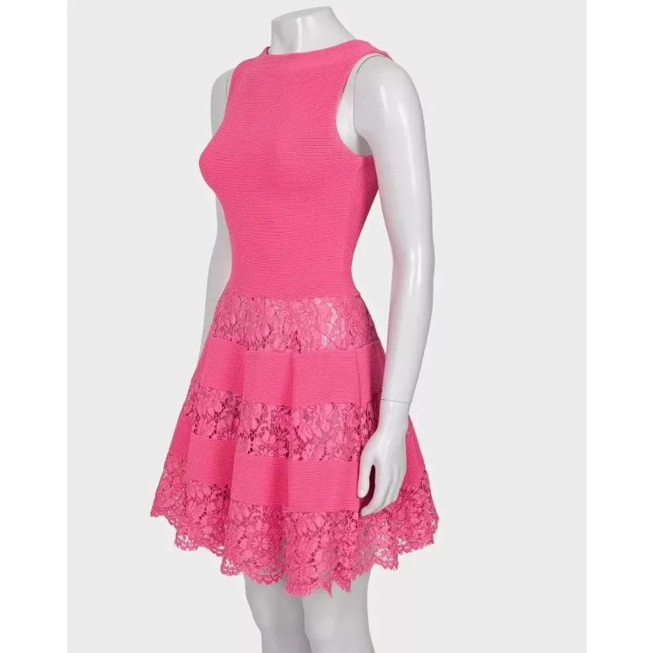 Valentino Pink Lace Detail Dress - Size XS Pre-owned Pink Lace Good - Back View