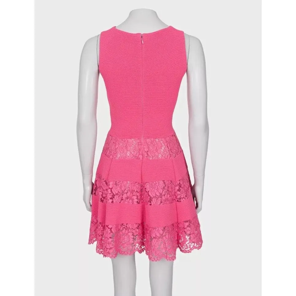 Valentino Pink Lace Detail Dress - Size XS Pre-owned Pink Lace Good - Inside View