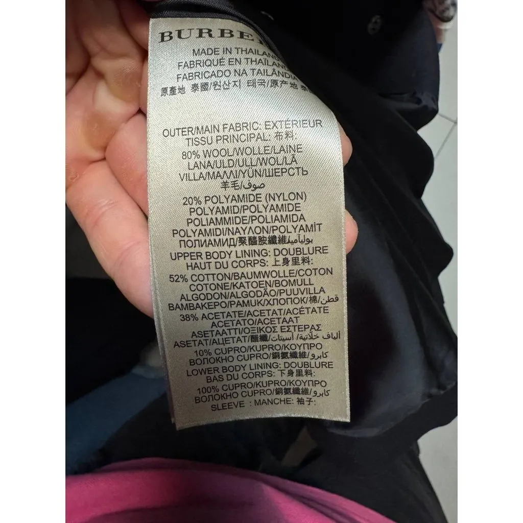 Burberry Burberry Brit Black Wool Coat with Knit Sleeves - Size M Pre-owned Black Wool Good - Box View