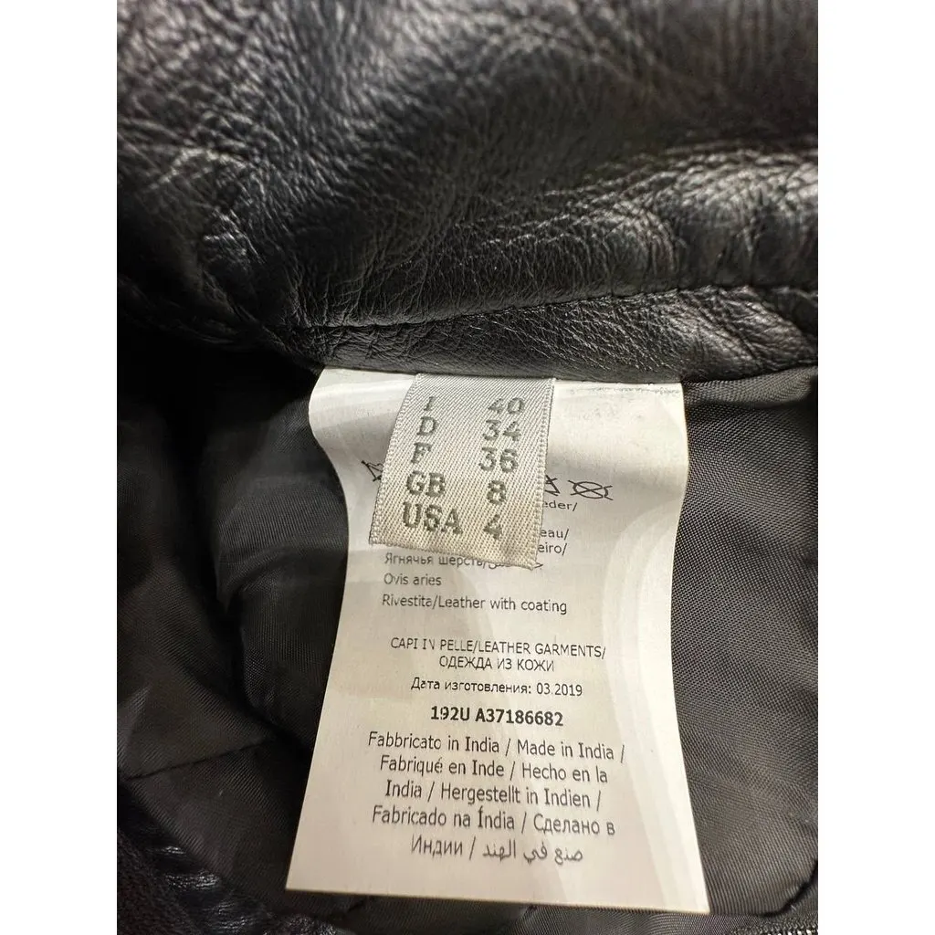 Alberta Ferretti Leather Pants - Size 40 Pre-owned Navy Leather Good - Model View