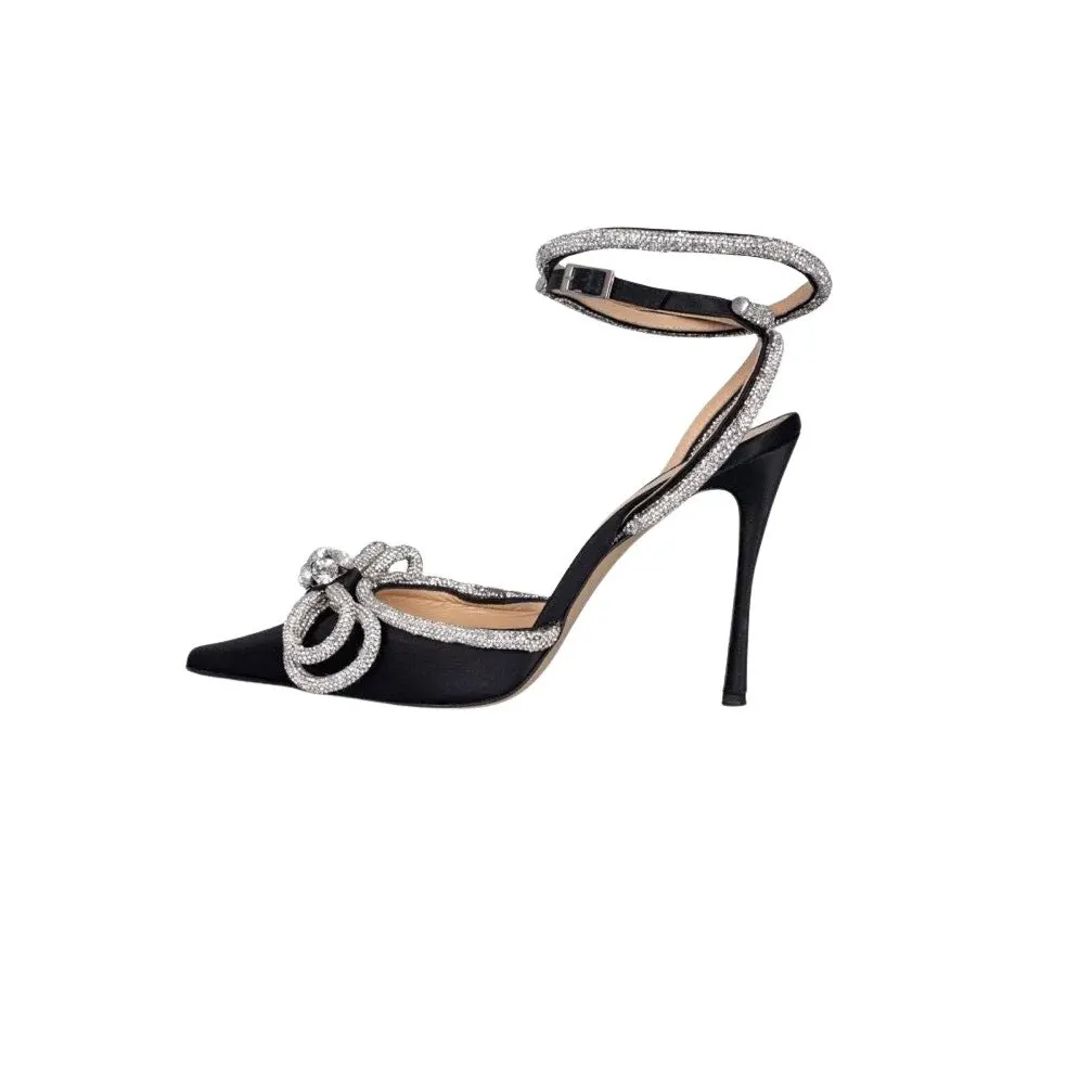 Mach & Mach Silver Crystal Slingback Pumps - Size 39 Pre-owned Silver Leather Good - Front View