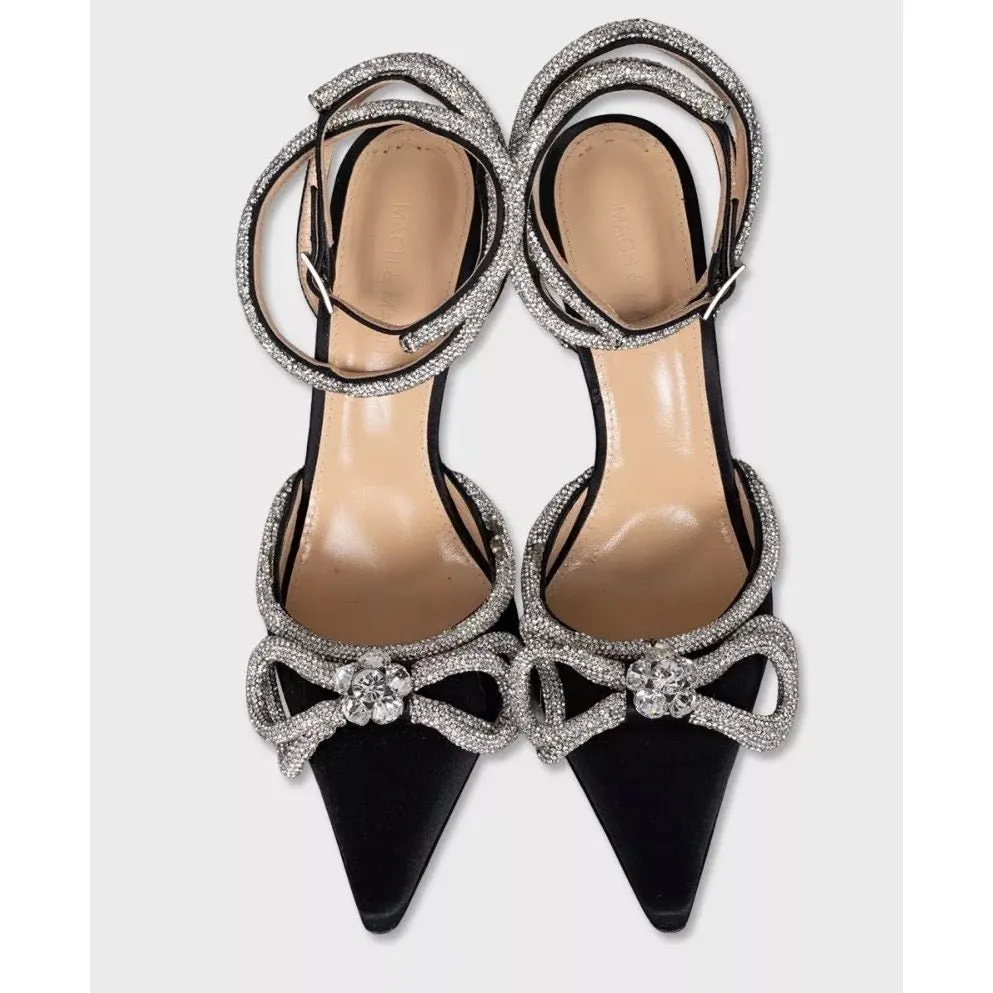 Mach & Mach Silver Crystal Slingback Pumps - Size 39 Pre-owned Silver Leather Good - Back View