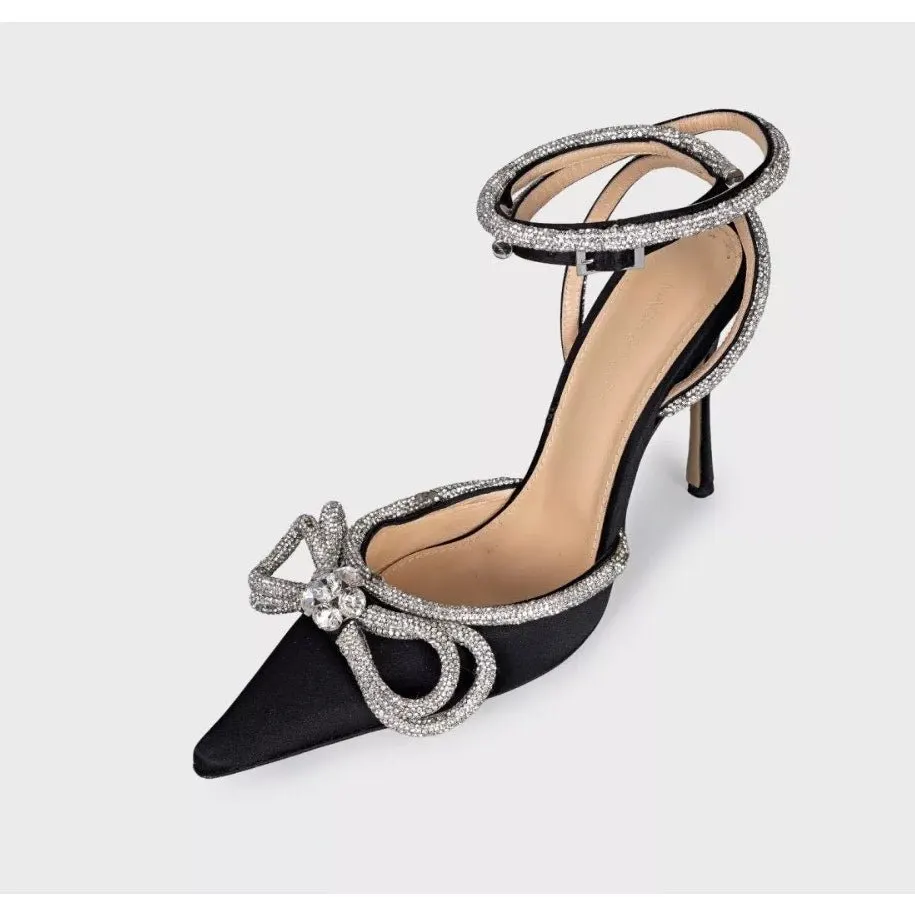 Mach & Mach Silver Crystal Slingback Pumps - Size 39 Pre-owned Silver Leather Good - Inside View