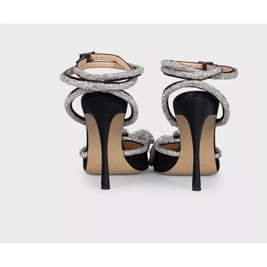 Mach & Mach Silver Crystal Slingback Pumps - Size 39 Pre-owned Silver Leather Good - Model View