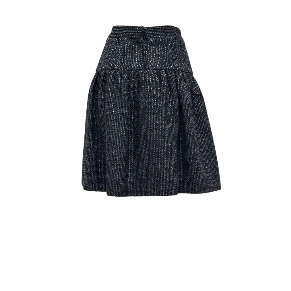 Chanel 2014 Black Tweed Mid-Length Skirt - Size 36FR Pre-owned Black Tweed Good - Back View