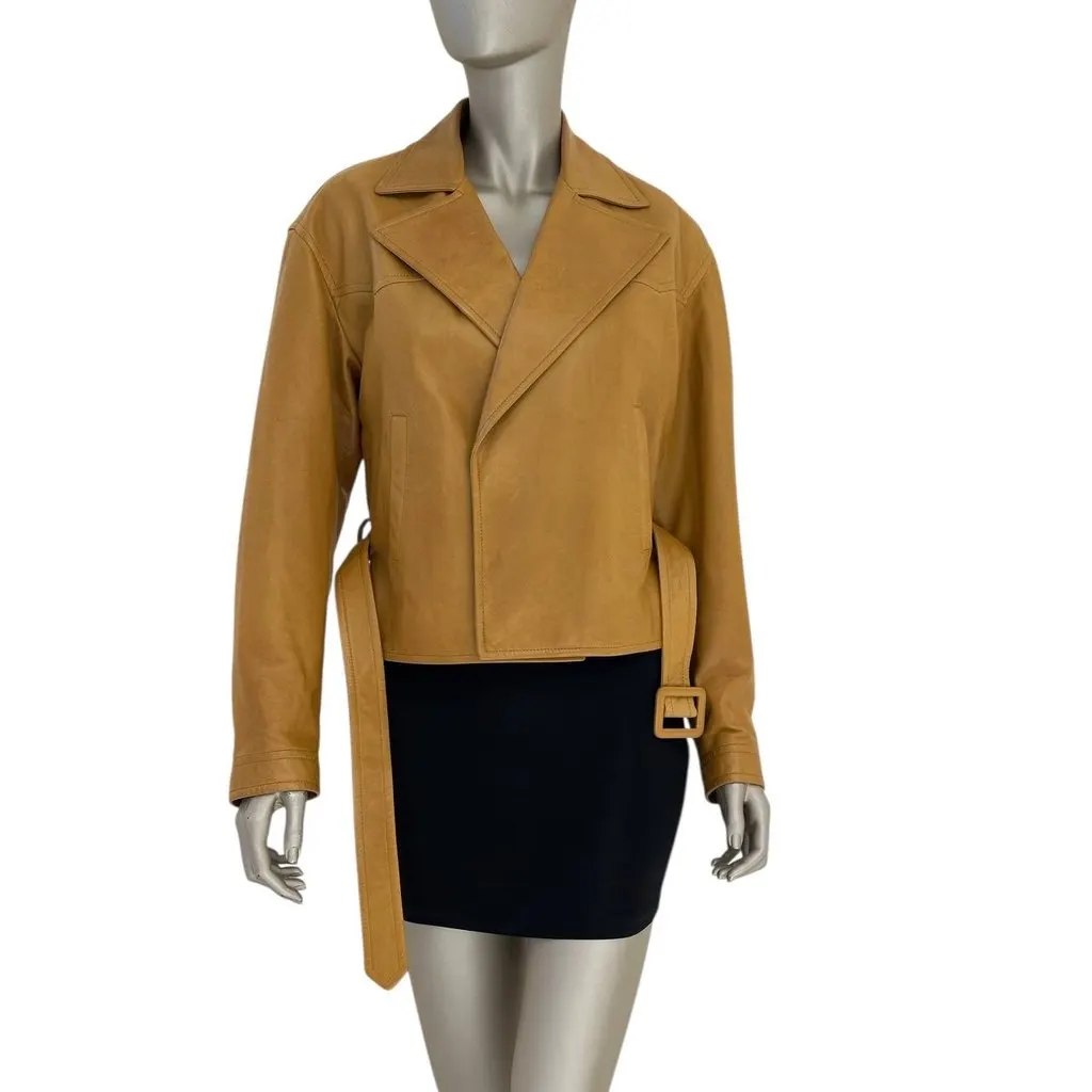 Saint Laurent Women's Brown Leather Double Breasted Jacket Pre-owned Brown Leather Good - Inside View