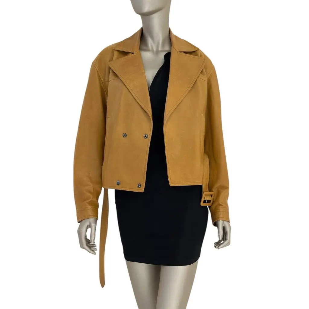Saint Laurent Women's Brown Leather Double Breasted Jacket Pre-owned Brown Leather Good - Box View