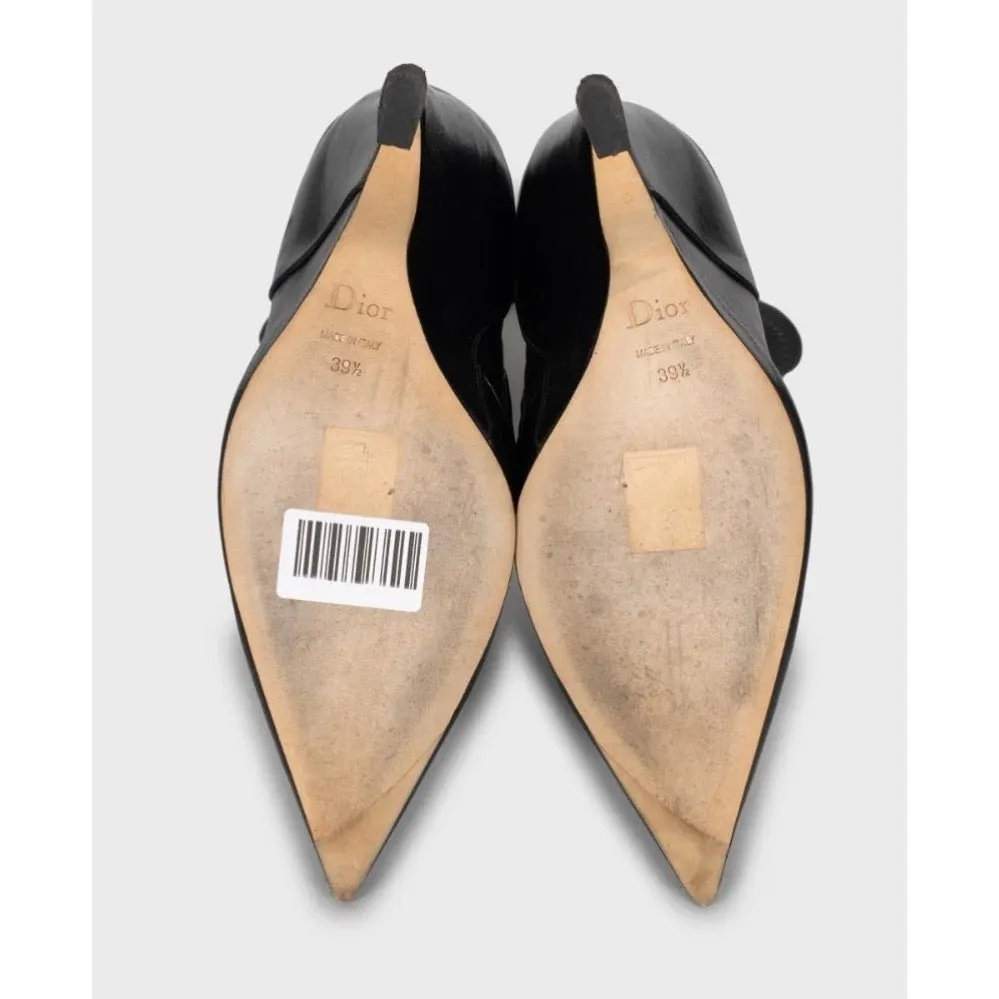 Dior Christian Dior Black Leather Pointed Ankle Boots - EU 39.5 Pre-owned Black Leather Good - Box View
