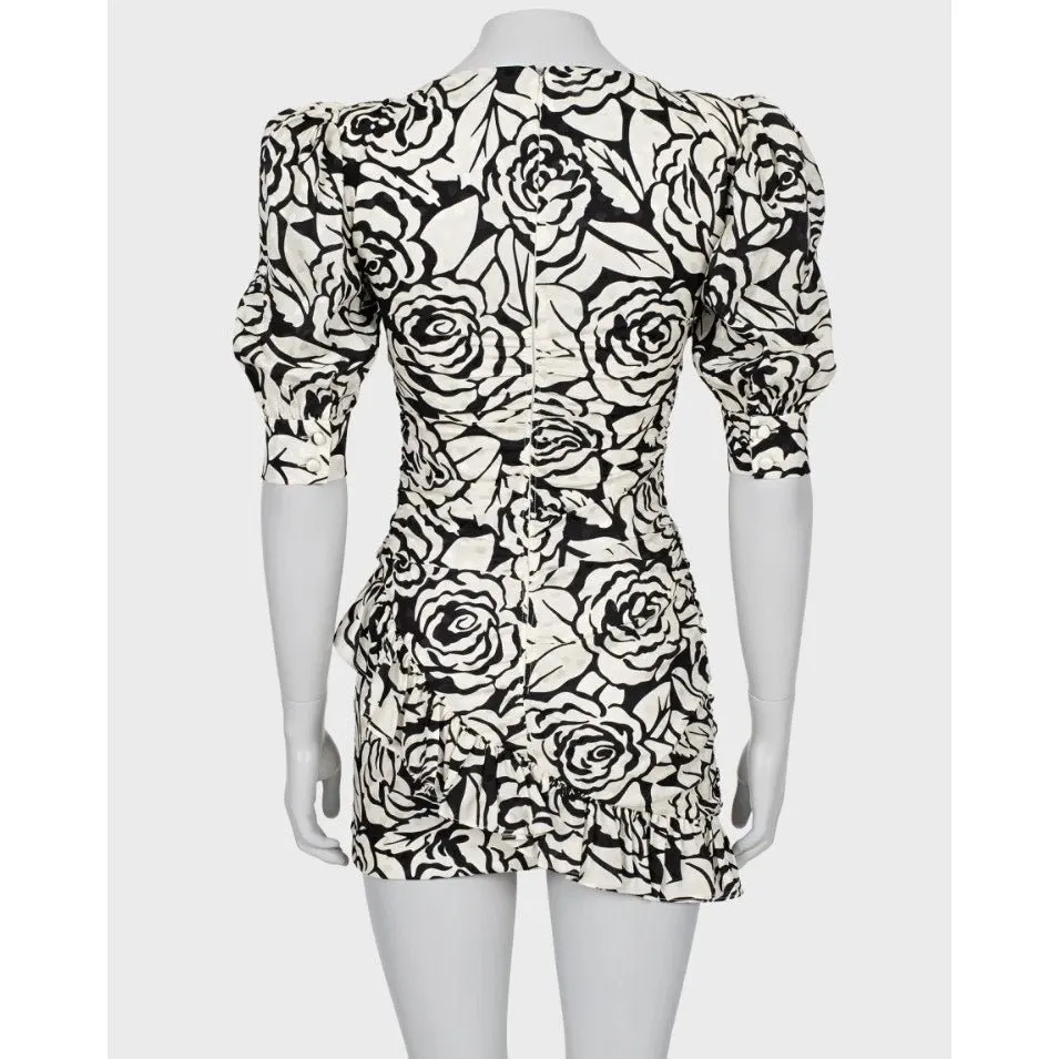 Alessandra Rich Silk Floral Mini Dress - IT38 / XS Pre-owned Black Silk Good - Inside View