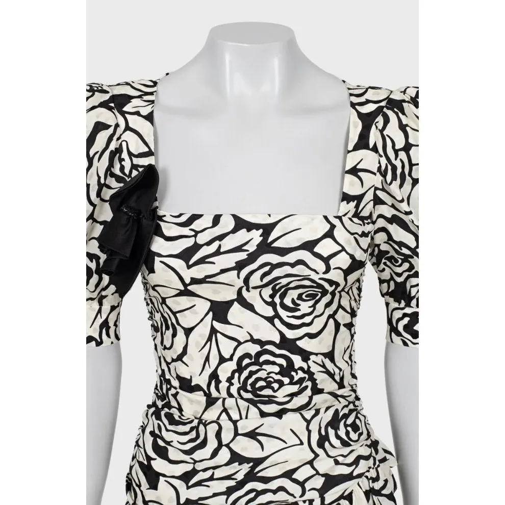 Alessandra Rich Silk Floral Mini Dress - IT38 / XS Pre-owned Black Silk Good - Model View