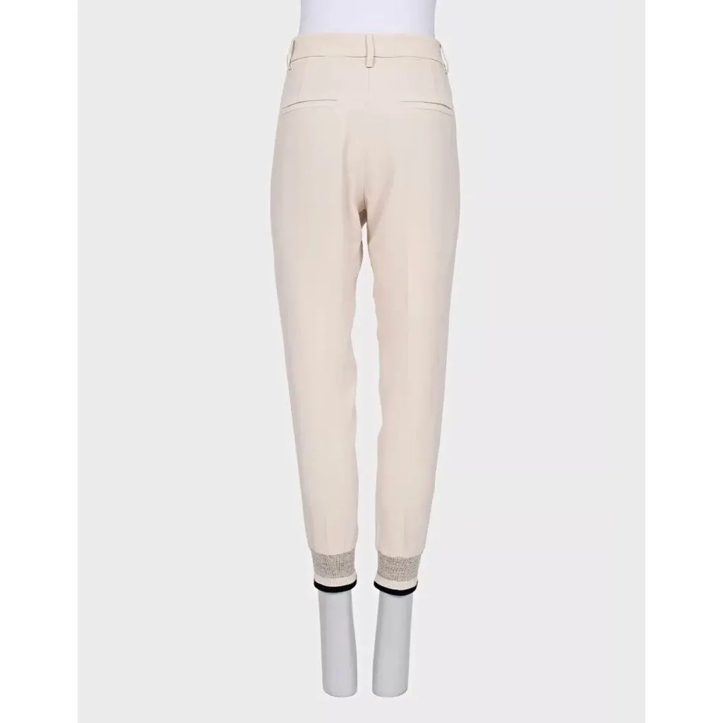 Brunello Cucinelli White Tapered Trousers - Size 42\M Pre-owned White Silk Good - Inside View