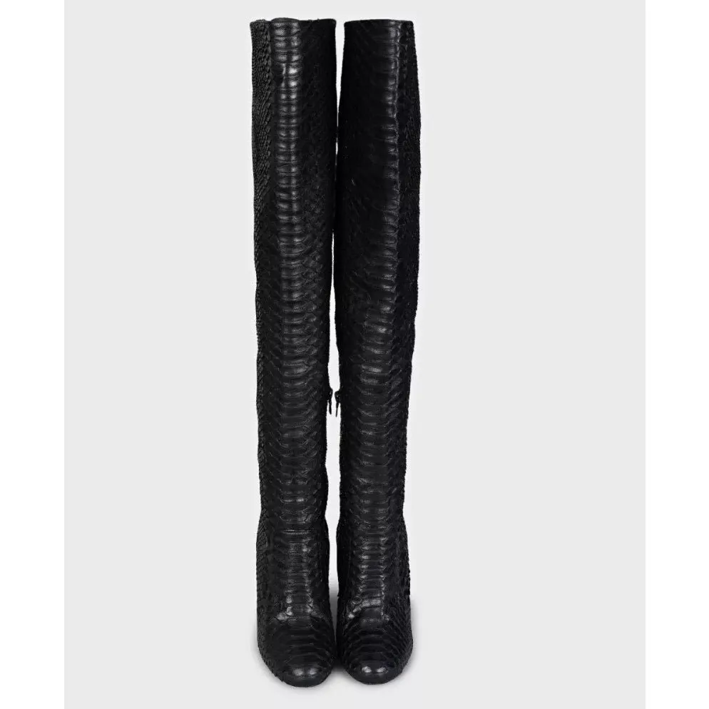 Dries Van Noten Dries Van NotenLambskin Over Knee Boots - EU 38 Pre-owned Black Leather Good - Back View
