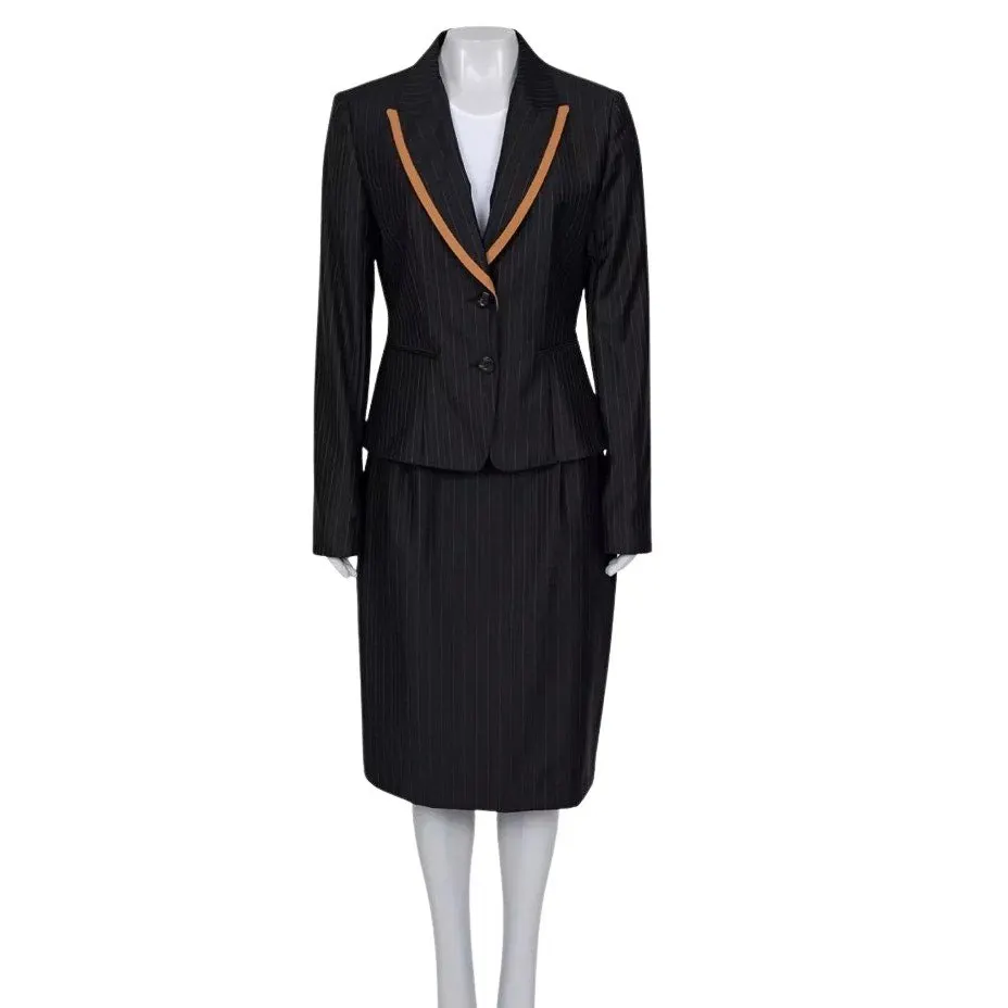 Dior Christian Dior Black Striped Wool Suit EU 42 XXL Pre-owned Black Wool Good - Front View