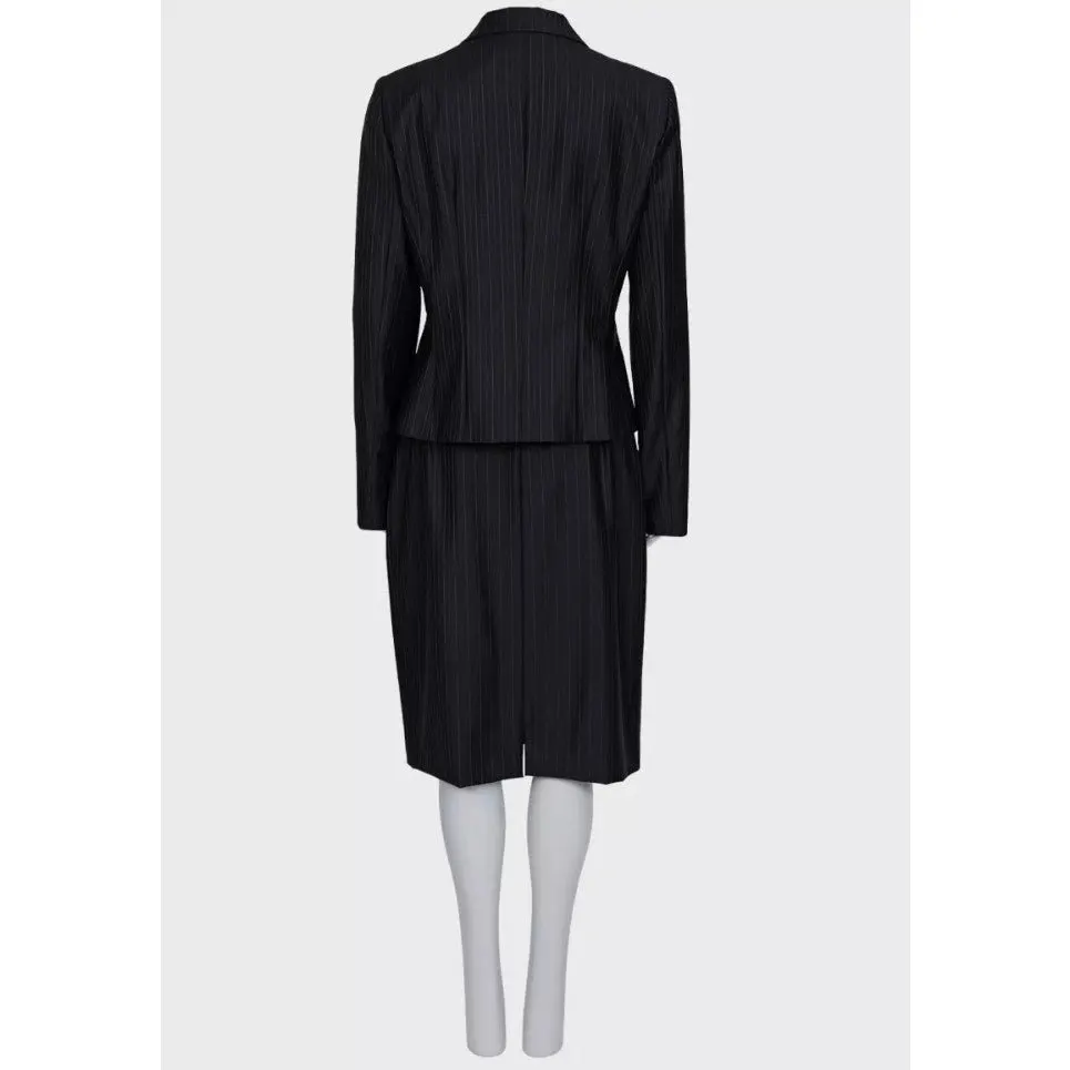 Dior Christian Dior Black Striped Wool Suit EU 42 XXL Pre-owned Black Wool Good - Inside View