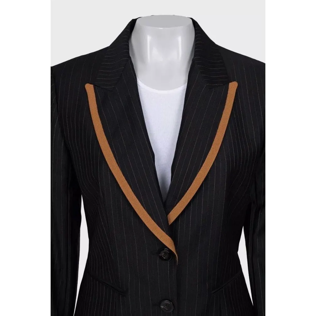 Dior Christian Dior Black Striped Wool Suit EU 42 XXL Pre-owned Black Wool Good - Box View