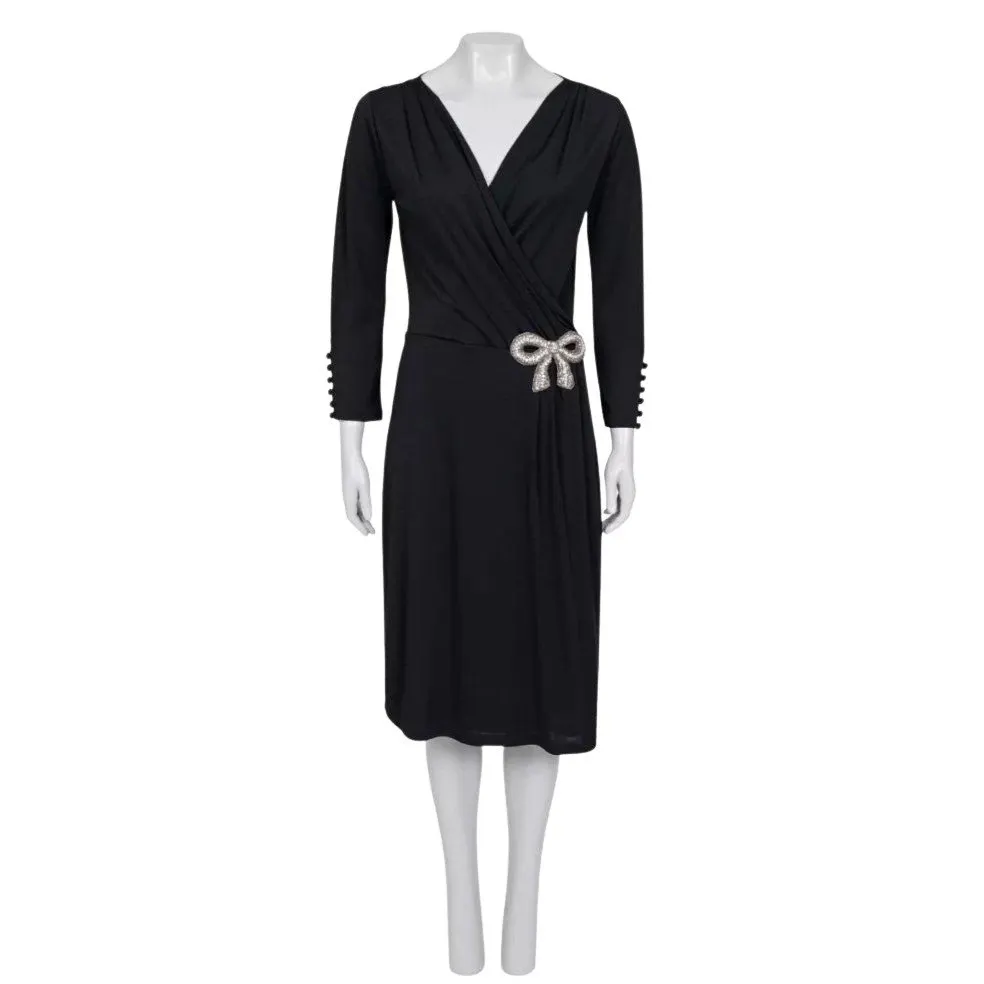 Valentino Black Bow Rhinestone Dress - IT 44 L Pre-owned Black Never worn - Front View