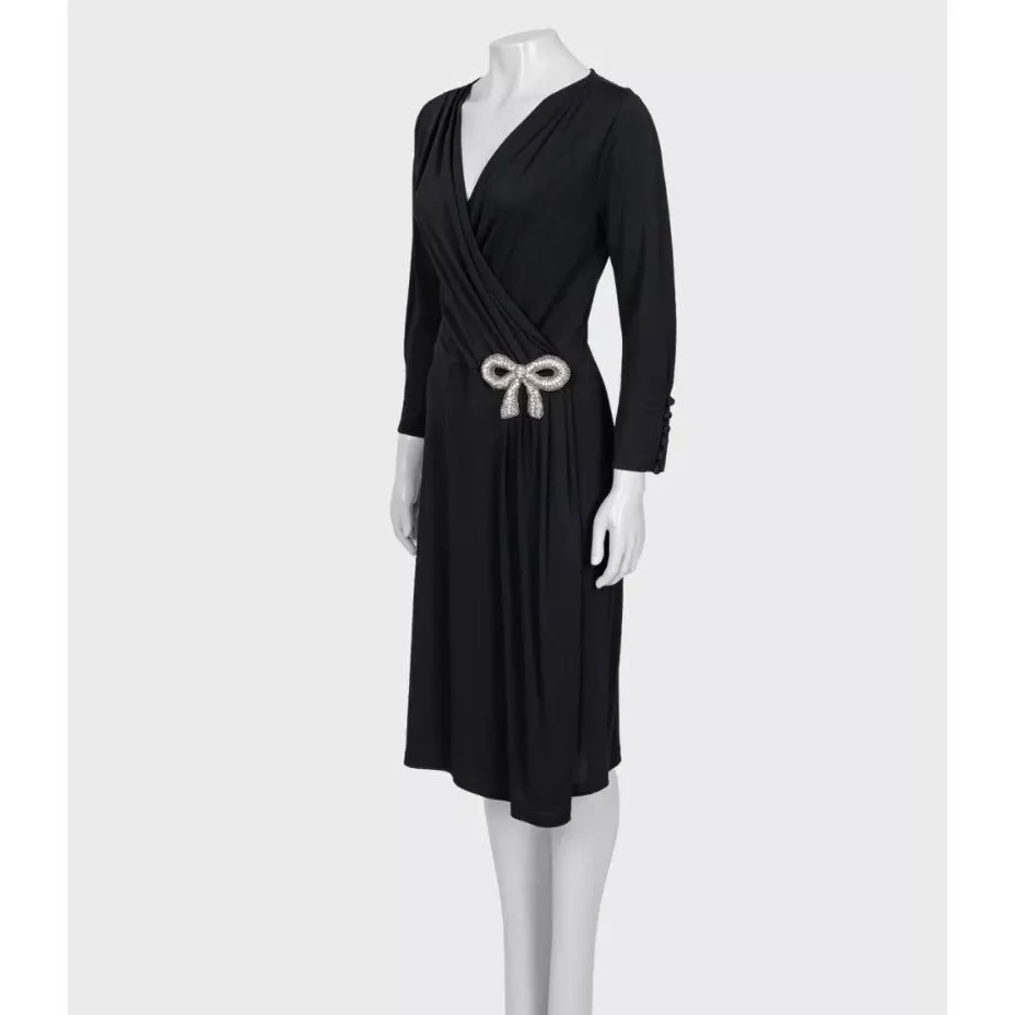 Valentino Black Bow Rhinestone Dress - IT 44 L Pre-owned Black Never worn - Back View