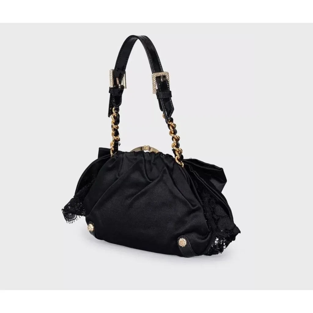Dolce & Gabbana Black Textile Crystal Clutch Pre-owned Black Good - Back View