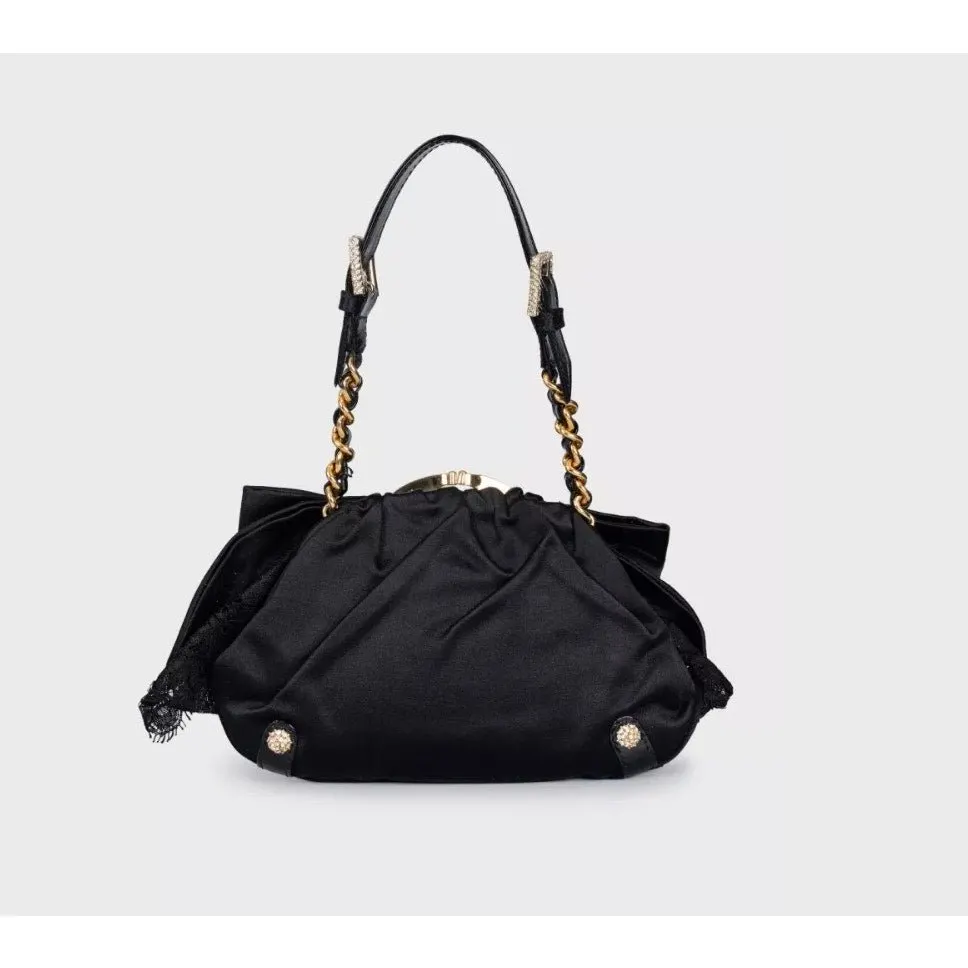 Dolce & Gabbana Black Textile Crystal Clutch Pre-owned Black Good - Inside View
