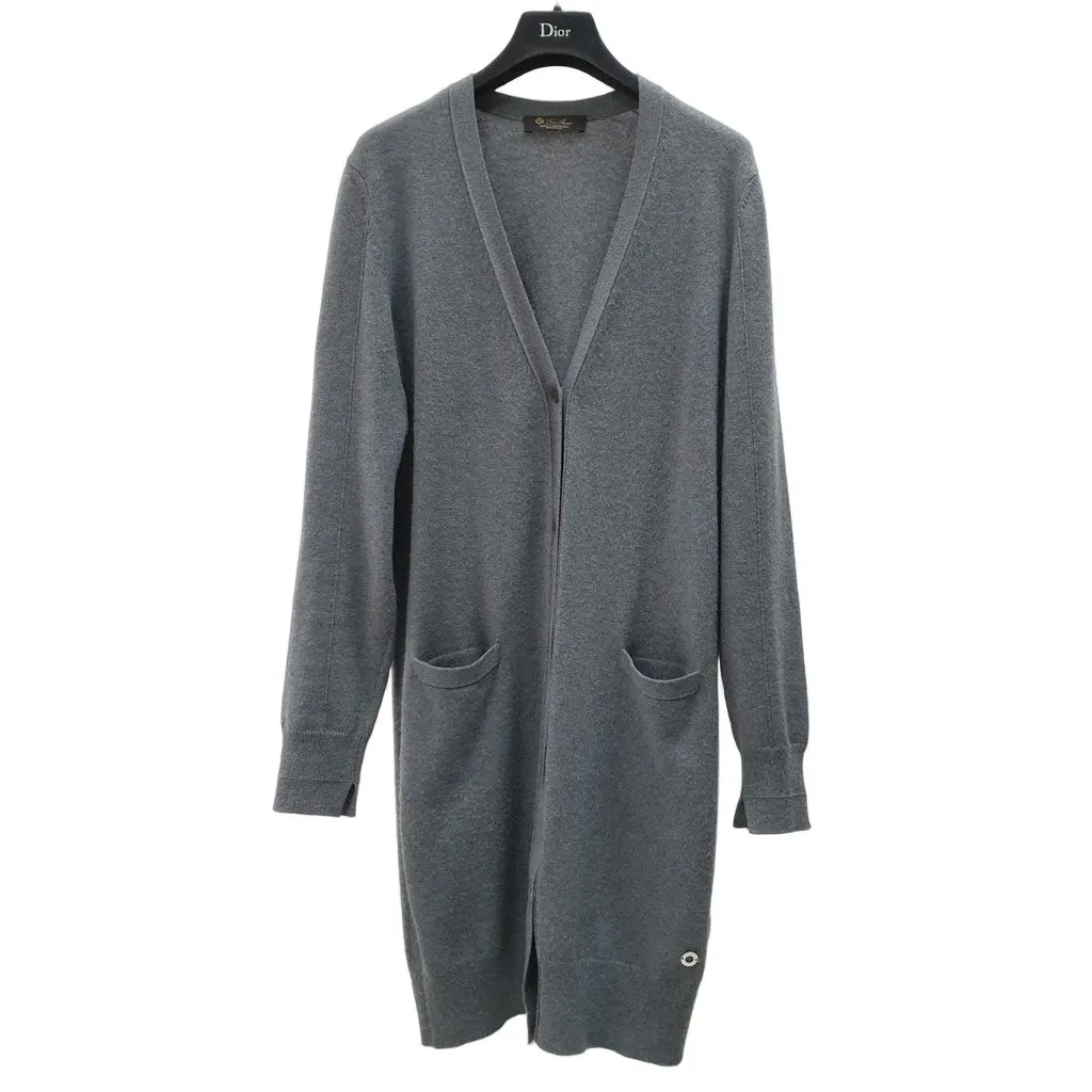Loro Piana Gray Baby Cashmere Cardigan Sz.42 pre-owned Grey Wool Good - Front View