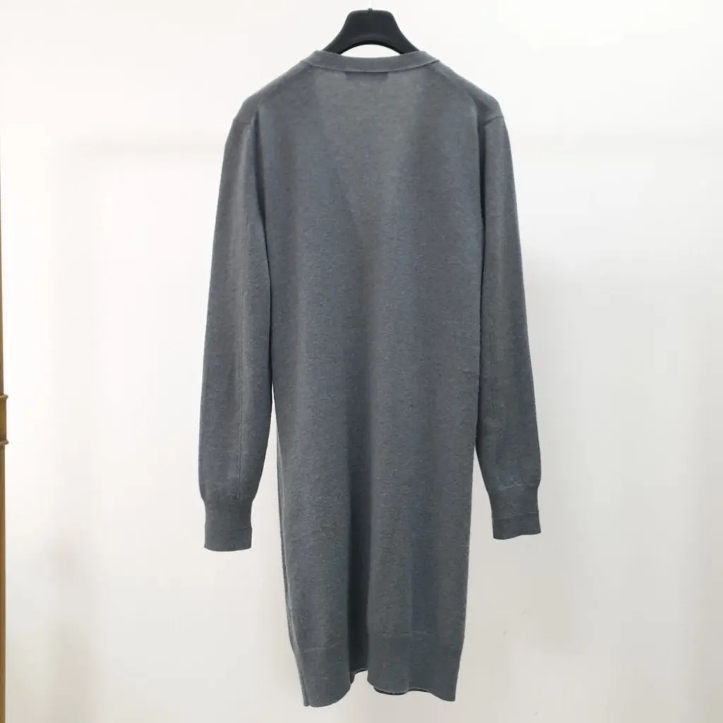 Loro Piana Gray Baby Cashmere Cardigan Sz.42 pre-owned Grey Wool Good - Back View