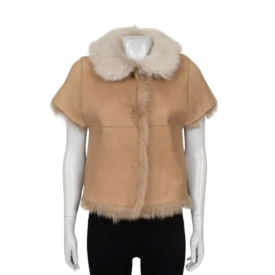 Yves Salomon Brown Leather Shearling Jacket Sz.36/S Pre-owned Brown Leather Good - Front View