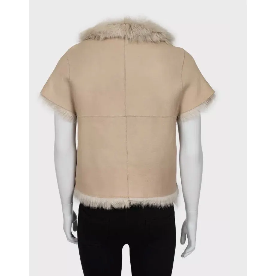 Yves Salomon Brown Leather Shearling Jacket Sz.36/S Pre-owned Brown Leather Good - Inside View