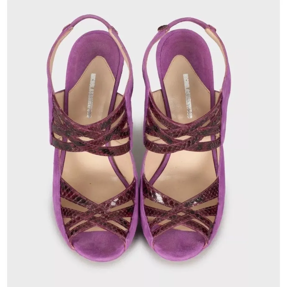 Nicholas Kirkwood Suede & Snakeskin print lambskin Sandals Size 36 Pre-owned MultiColor Suede Good - Back View