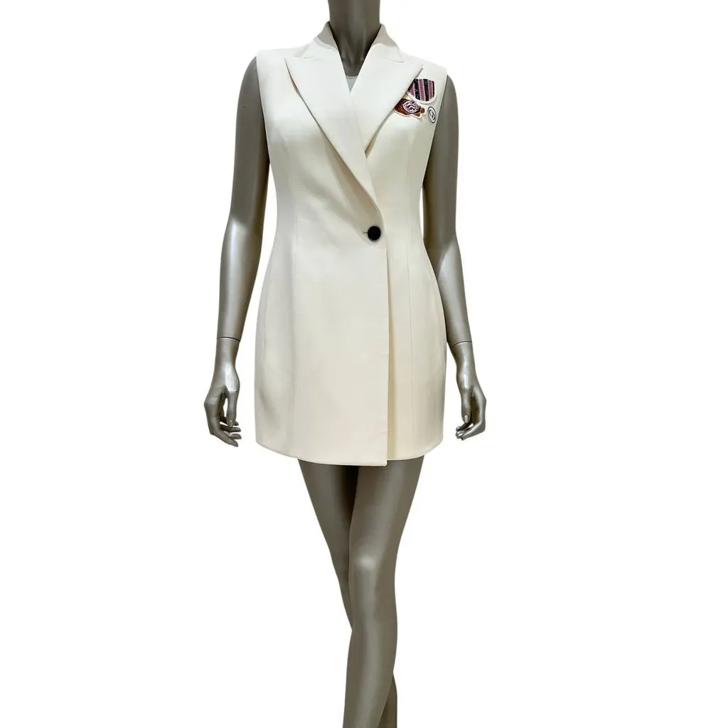 Dior Christian Dior Cream Wool & Silk Vest Dress - Size 38 pre-owned Beige Wool Good - Front View