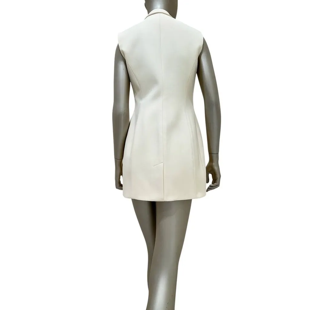 Dior Christian Dior Cream Wool & Silk Vest Dress - Size 38 pre-owned Beige Wool Good - Back View