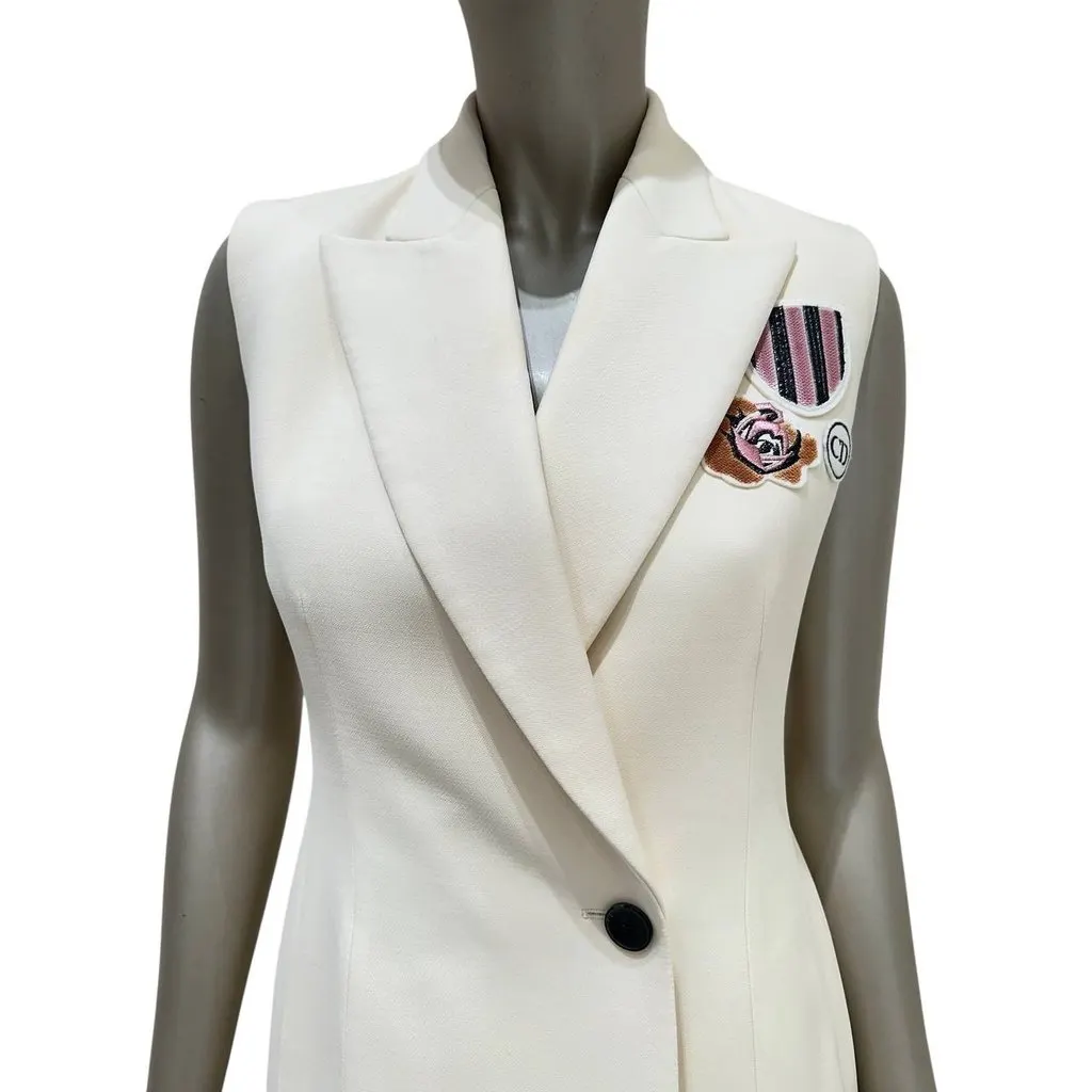 Dior Christian Dior Cream Wool & Silk Vest Dress - Size 38 pre-owned Beige Wool Good - Inside View