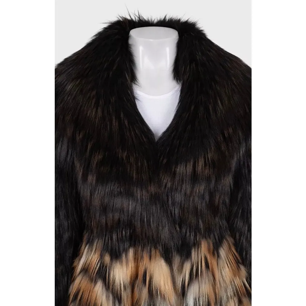 Blumarine Brown Faux Fur Coat Size 40 / S Pre-owned Brown Silk Good - Model View