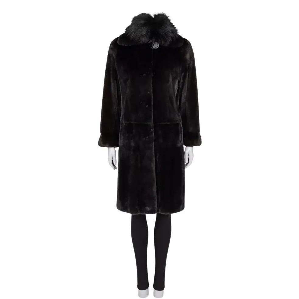 Unsigned Amato Luxurious Brown Coat - Size S/IT 40 pre-owned Brown Good - Front View
