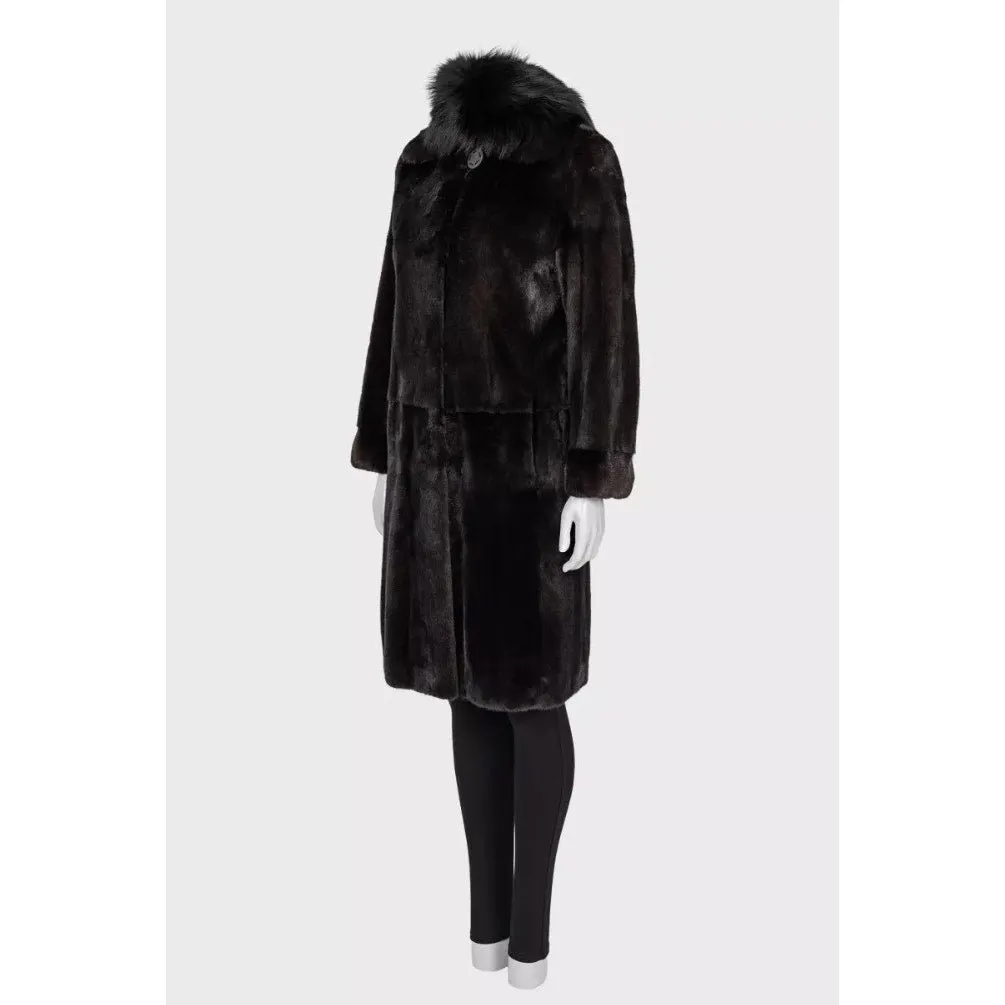 Unsigned Amato Luxurious Brown Coat - Size S/IT 40 pre-owned Brown Good - Back View