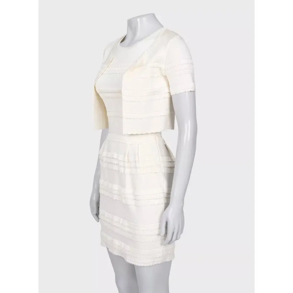 Dior Christian Dior White Dress & Jacket Set - Size S Pre-owned White Good - Back View