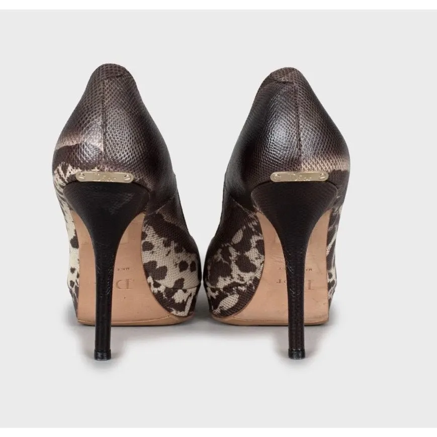 Dior Christian Dior Miss Dior Karung Leather Peep Toe Pumps Sz.38.5 pre-owned Brown Leather Good - Model View