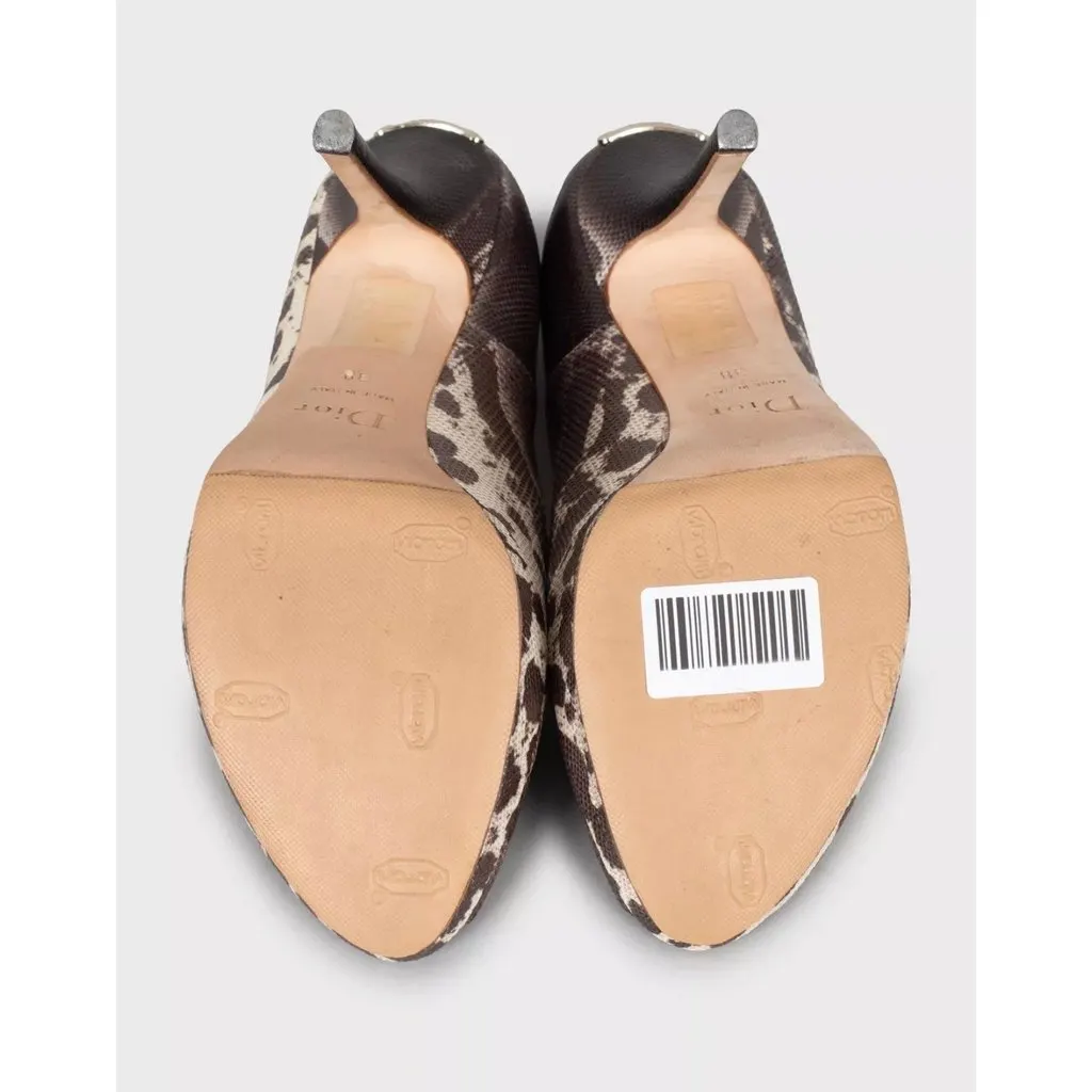Dior Christian Dior Miss Dior Karung Leather Peep Toe Pumps Sz.38.5 pre-owned Brown Leather Good - Box View