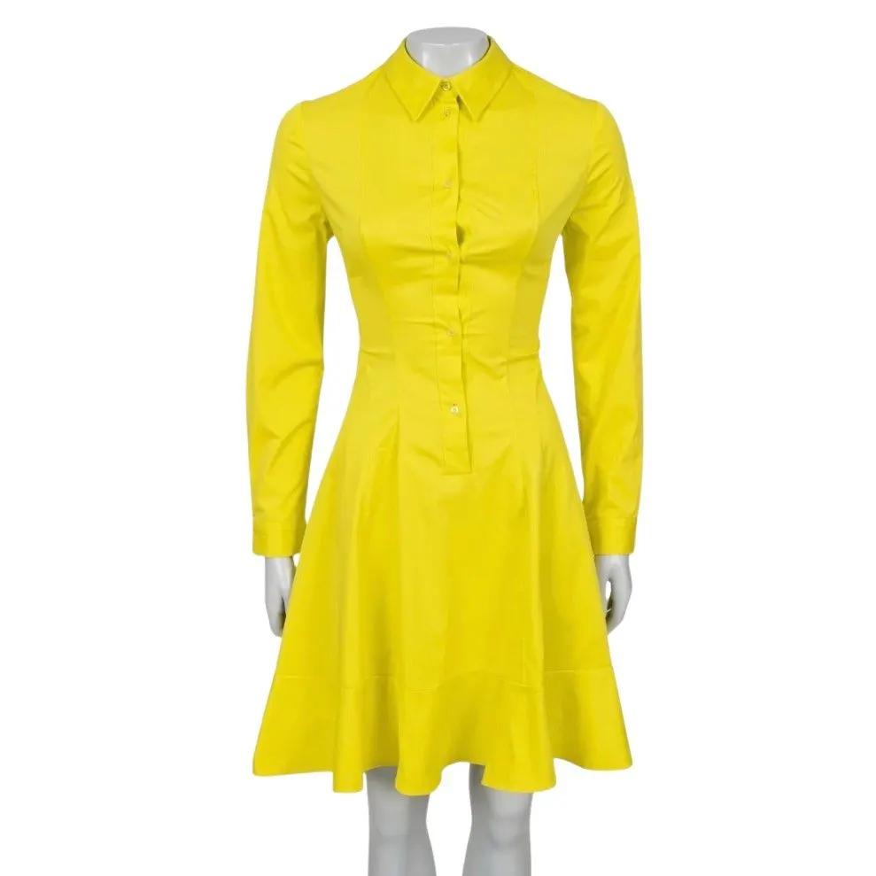Dior Christian Dior Yellow Cotton Blend Fitted Shirt Dress IT 42/M Pre-owned Yellow Cotton Good - Front View